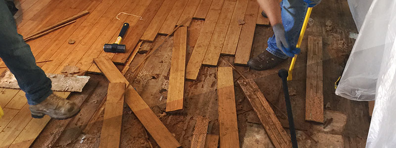 Flooded Wood Floor Restoration in Chinatown