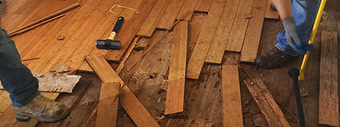 Flooded Wood Floor Restoration in Chinatown